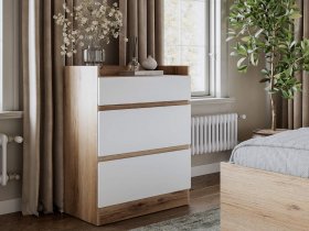 Комод 3 ящика Брауни (дуб делано/белый) в Утянке - utyanka.mebel-nsk.ru | фото