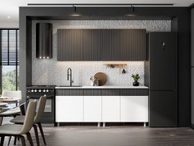 Кухонный гарнитур София (2,0м) (бланж/графит матовый) в Утянке - utyanka.mebel-nsk.ru | фото