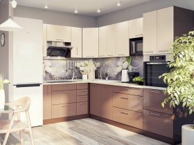 Модульная кухня Классика (ваниль/шоколад) в Утянке - utyanka.mebel-nsk.ru | фото