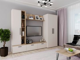 Модульная стенка Верона (сатин/дуб крафт серый) в Утянке - utyanka.mebel-nsk.ru | фото
