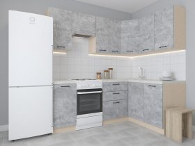 Модульная угловая кухня 1,4м*2,1м Лада (цемент) в Утянке - utyanka.mebel-nsk.ru | фото