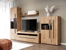 Модульная стенка Ницца (дуб вотан) в Утянке - utyanka.mebel-nsk.ru | фото