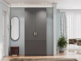 Шкаф двухстворчатый Эккервуд (Нью) (графит) в Утянке - utyanka.mebel-nsk.ru | фото