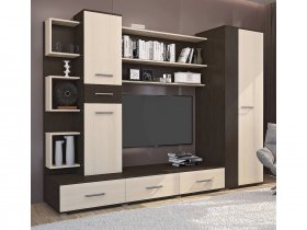 Стенка Верона (дуб венге/дуб молочный) в Утянке - utyanka.mebel-nsk.ru | фото