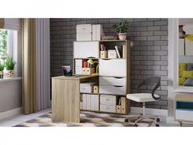 Стол письменный тип 7 (дуб сонома/белый ясень) в Утянке - utyanka.mebel-nsk.ru | фото